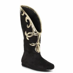Ellie Shoes Flat Microfiber Boot With Gold Trim