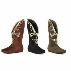 Ellie Shoes Flat Microfiber Boot With Gold Trim