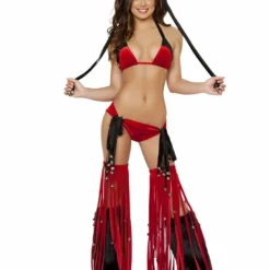 JValentine Jingle Bell Red Fringe Leggings