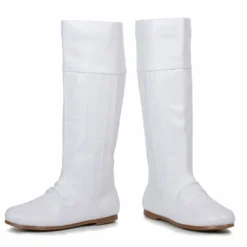 Ellie Shoes White Flat Knee High Boot