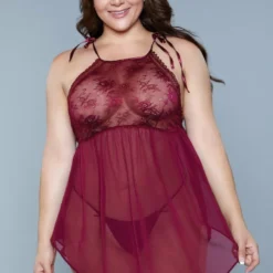 Be Wicked Alana Chemise Burgundy LINGERIE