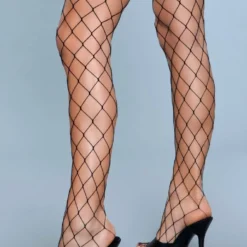 Be Wicked Hosiery Caught In My Trap Thigh Highs Black