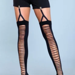 Be Wicked Hosiery Illusion Clip Garter Thigh Highs