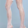 Be Wicked Nylon Fishnet Thigh Highs White
