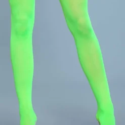 Be Wicked Opaque Nylon Thigh Highs Neon Green Hosiery