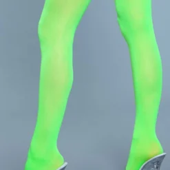 Be Wicked Opaque Nylon Thigh Highs Neon Green Hosiery