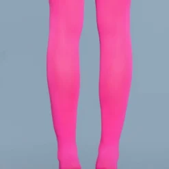Be Wicked Opaque Nylon Thigh Highs Neon Pink 7 Be Wicked Opaque Nylon Thigh Highs Neon Pink