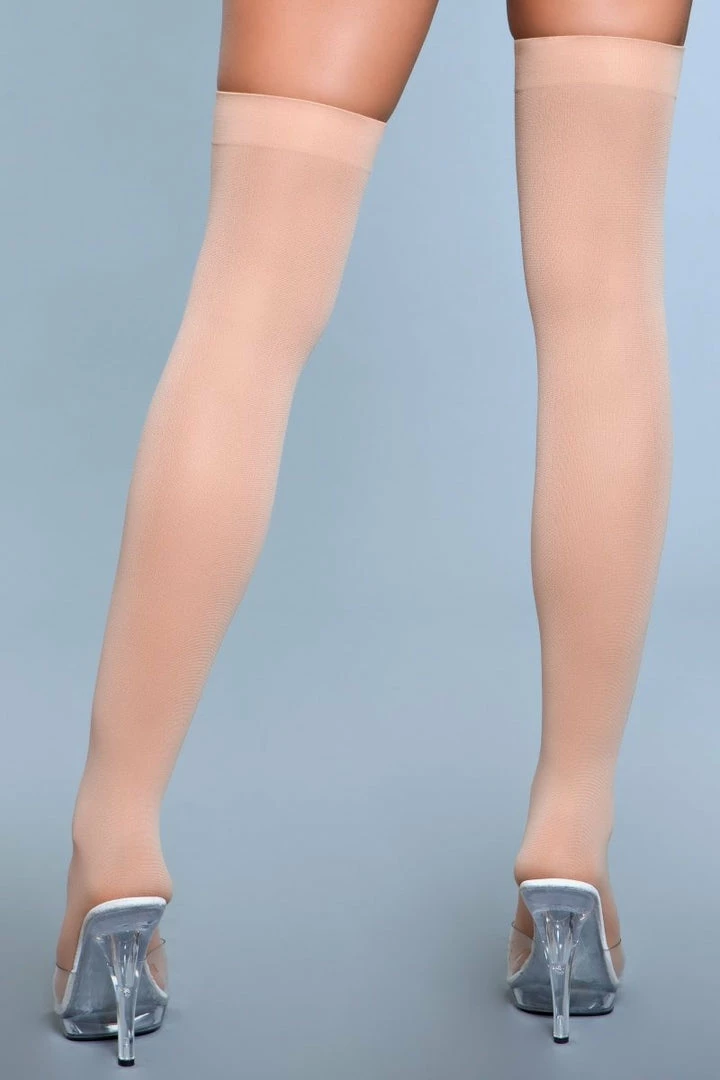 Be Wicked Opaque Nylon Thigh Highs Nude Hosiery 5 Be Wicked Opaque Nylon Thigh Highs Nude Hosiery