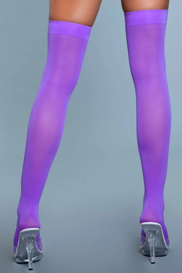 Be Wicked Opaque Nylon Thigh Highs Purple Hosiery 5 Be Wicked Opaque Nylon Thigh Highs Purple Hosiery