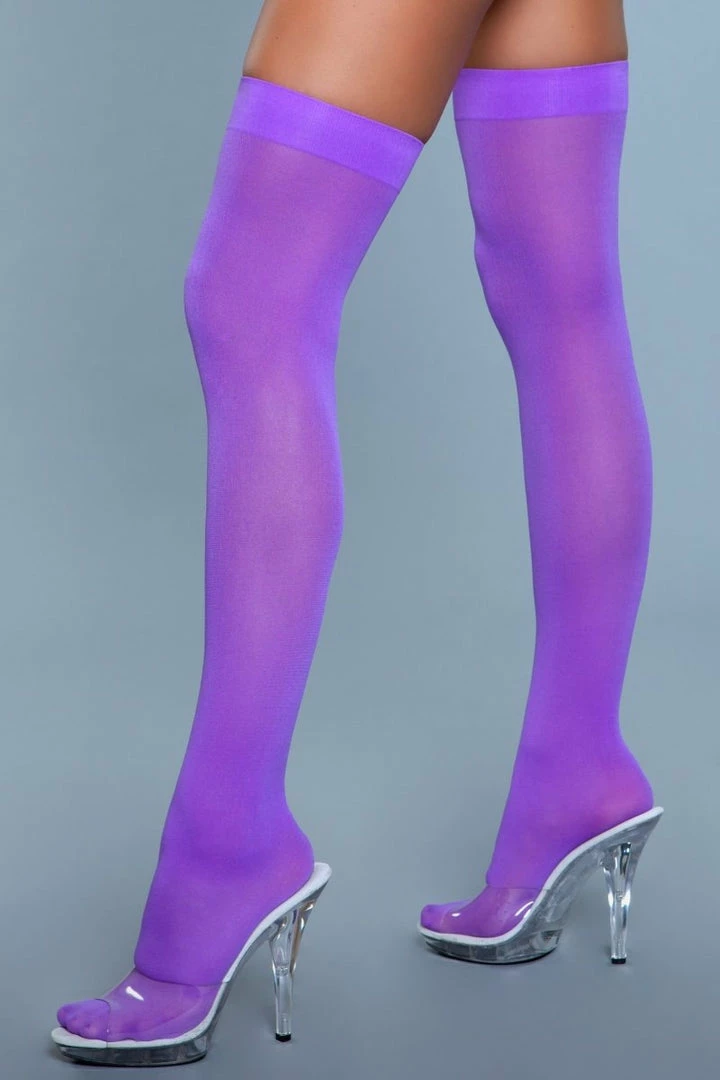Be Wicked Opaque Nylon Thigh Highs Purple Hosiery 3 Be Wicked Opaque Nylon Thigh Highs Purple Hosiery