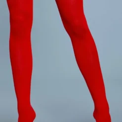 Be Wicked Opaque Nylon Thigh Highs Red