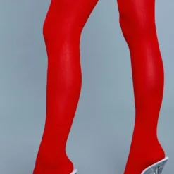 Be Wicked Opaque Nylon Thigh Highs Red
