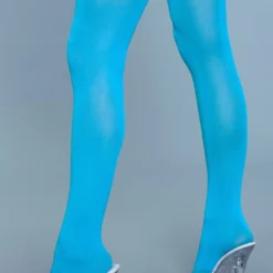 Be Wicked Opaque Nylon Thigh Highs Turquoise Hosiery