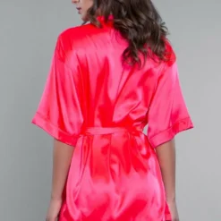 Be Wicked LINGERIE Home Alone Robe Hot Pink