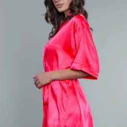 Be Wicked LINGERIE Home Alone Robe Hot Pink