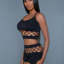 Be Wicked Black Palmer Short And Top Set CLOTHING 7 Be Wicked Black Palmer Short And Top Set CLOTHING