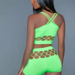 Be Wicked Neon Green Palmer Short And Top Set