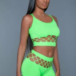 Be Wicked Neon Green Palmer Short And Top Set