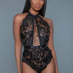Be Wicked Tops Margot Black Lace Bodysuit