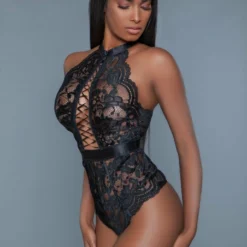 Be Wicked Tops Margot Black Lace Bodysuit