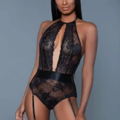 Be Wicked Tops Ophelia Black Lace Bodysuit