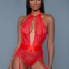 Be Wicked Ophelia Red Lace Bodysuit Tops
