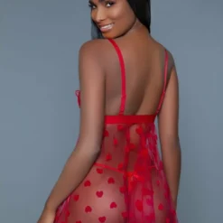 Be Wicked Red Hearts Valentine Babydoll LINGERIE