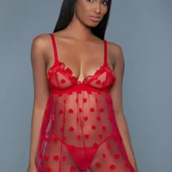 Be Wicked Red Hearts Valentine Babydoll LINGERIE 8 Be Wicked Red Hearts Valentine Babydoll LINGERIE