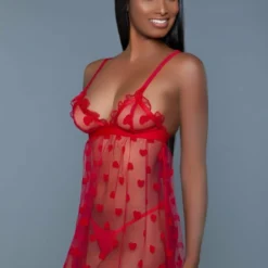Be Wicked Red Hearts Valentine Babydoll LINGERIE 9 Be Wicked Red Hearts Valentine Babydoll LINGERIE