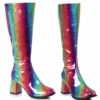 Ellie Shoes Knee High Rainbow Gogo Boots