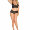 Elegant Moments Plus Size Lingerie Lace Bralette And Short Set