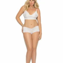 Elegant Moments Plus Size Lingerie Lace Bralette And Short Set 11 Elegant Moments Plus Size Lingerie Lace Bralette And Short Set