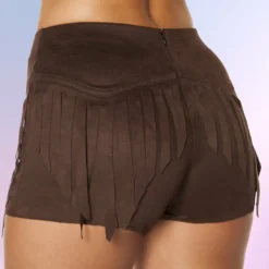 Roma Costume Suede Shorts With Fringe Detail CLOTHING