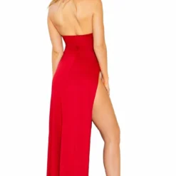 Roma Costume Maxi Length Dress With Deep V Detail And High Slit