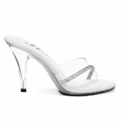 Ellie Shoes Clear Mule With Rhinestones