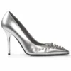 Ellie Shoes Silver Studded Pointy Toe Pump