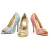 Ellie Shoes 4.5 Decorative Fabric Peep-Toe W/Rhinestones