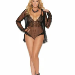 Elegant Moments Plus Size Lingerie Black Teddy