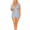 Elegant Moments Blue Luster Babydoll Plus Size Lingerie