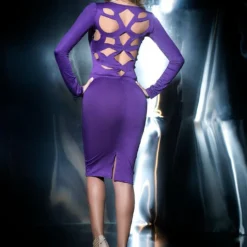 Espiral Long Sleeved Lase Cut Midi Dress CLOTHING