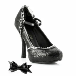 Ellie Shoes Glitter High Heel Close Toe Shoe With Bow