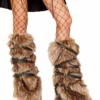 Roma Costume ACCESORIES Pair Of Faux Fur Leg Warmers With Strap Detail