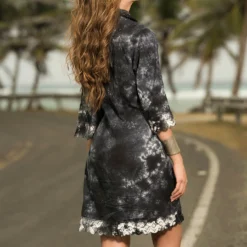 Espiral CLOTHING Black Tie Dye Shirt Dress