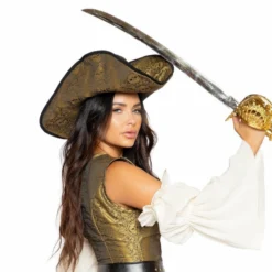 Roma Costume Gold Skull Pirate Hat
