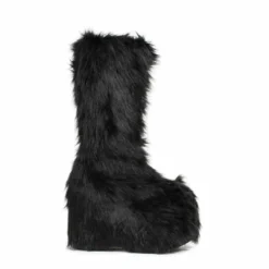Ellie Shoes Chunky Heel Platform Faux Fur Boot