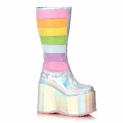Ellie Shoes Chunky Heel Platform Rainbow Boot