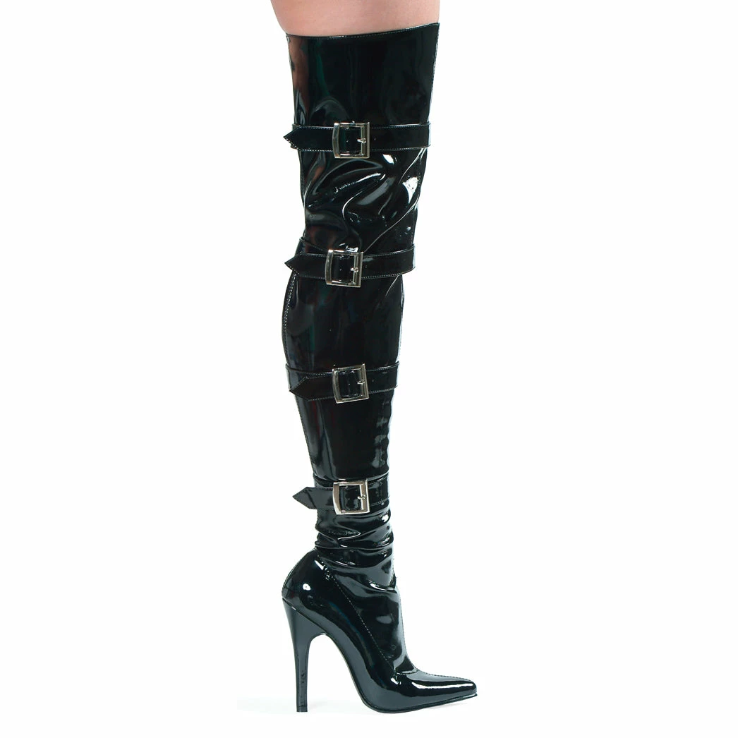 Ellie Shoes 5 Heel Stretch Thigh Boot With Buckles & Innerzipper 4 Ellie Shoes 5 Heel Stretch Thigh Boot With Buckles & Innerzipper