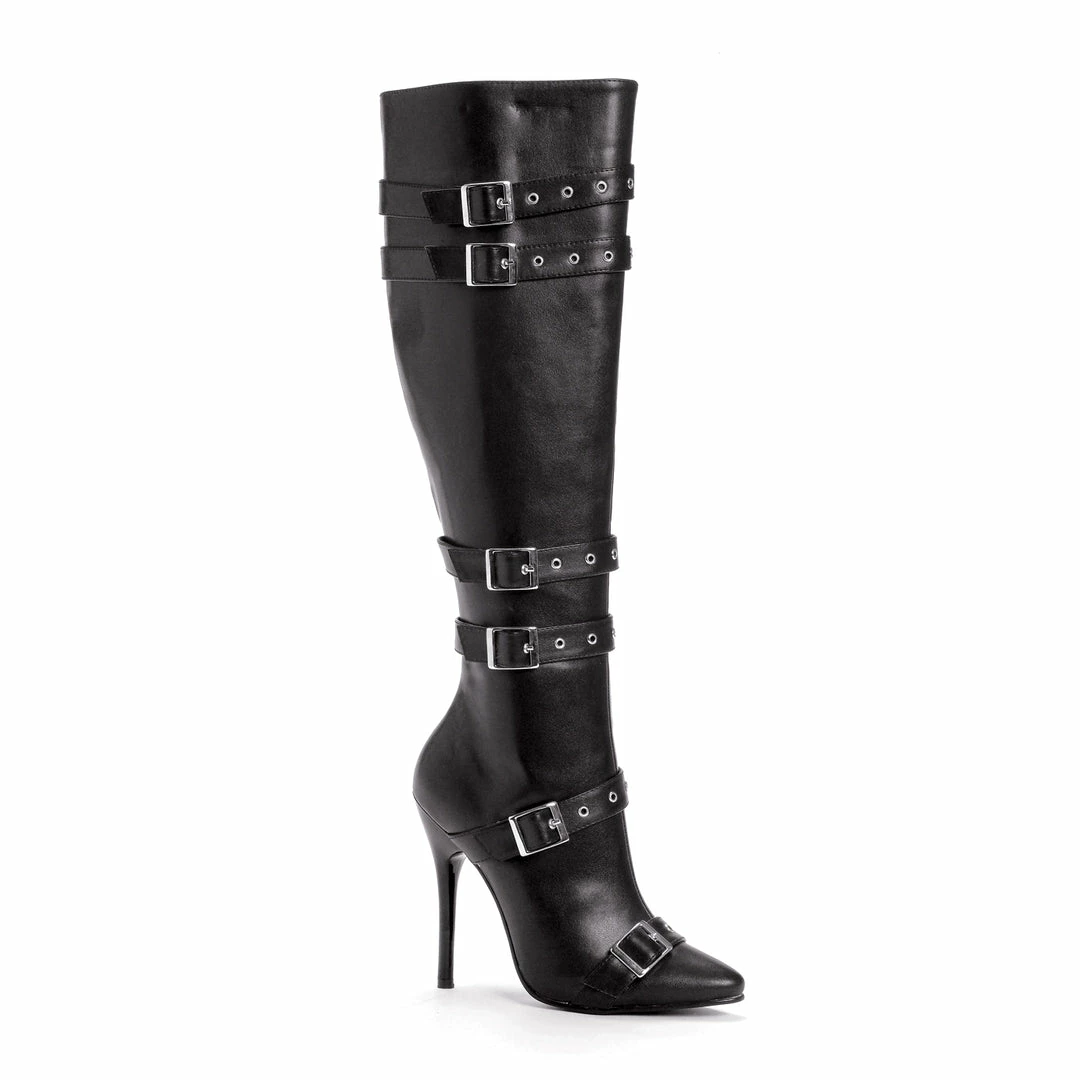 Ellie Shoes 5 Heel Knee High Boots With Buckles And Inner Zipper 4 Ellie Shoes 5 Heel Knee High Boots With Buckles And Inner Zipper
