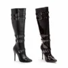 Ellie Shoes 5 Heel Knee High Boots With Buckles And Inner Zipper