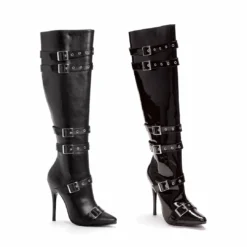 Ellie Shoes 5 Heel Knee High Boots With Buckles And Inner Zipper